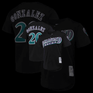 Luis Gonzalez Arizona Diamondbacks Mitchell & Ness Cooperstown Collection Mesh Batting Practice Button-Up Jersey – Black