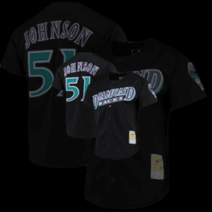 Randy Johnson Arizona Diamondbacks Mitchell & Ness Cooperstown Collection Mesh Batting Practice Button-Up Jersey – Black