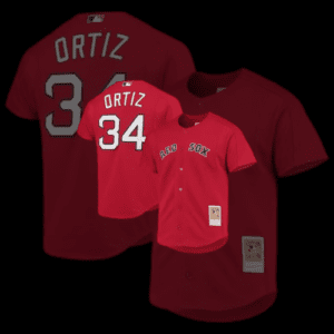 David Ortiz Boston Red Sox Mitchell & Ness Cooperstown Collection Mesh Batting Practice Button-Up Jersey – Red