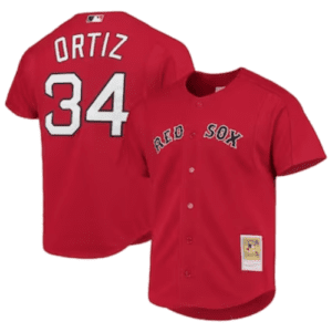 David Ortiz Boston Red Sox Mitchell & Ness Cooperstown Collection Mesh Batting Practice Button-Up Jersey – Red