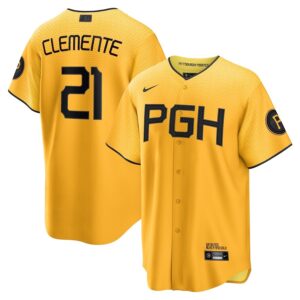 Roberto Clemente Pittsburgh Pirates Nike 2023 City Connect Replica Player Jersey – Gold