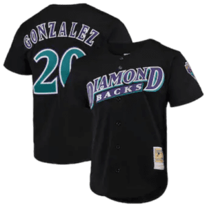 Luis Gonzalez Arizona Diamondbacks Mitchell & Ness Cooperstown Collection Mesh Batting Practice Button-Up Jersey – Black