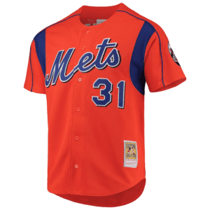 Mike Piazza New York Mets Mitchell & Ness Cooperstown Collection Mesh Batting Practice Button-Up Jersey – Orange